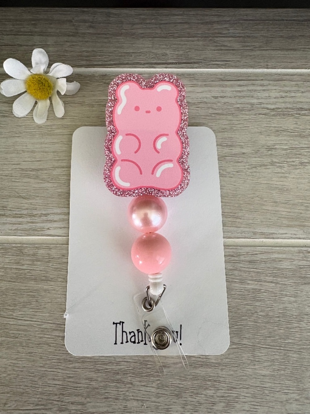 Gummy Bear Beaded Badge Reel Handmade